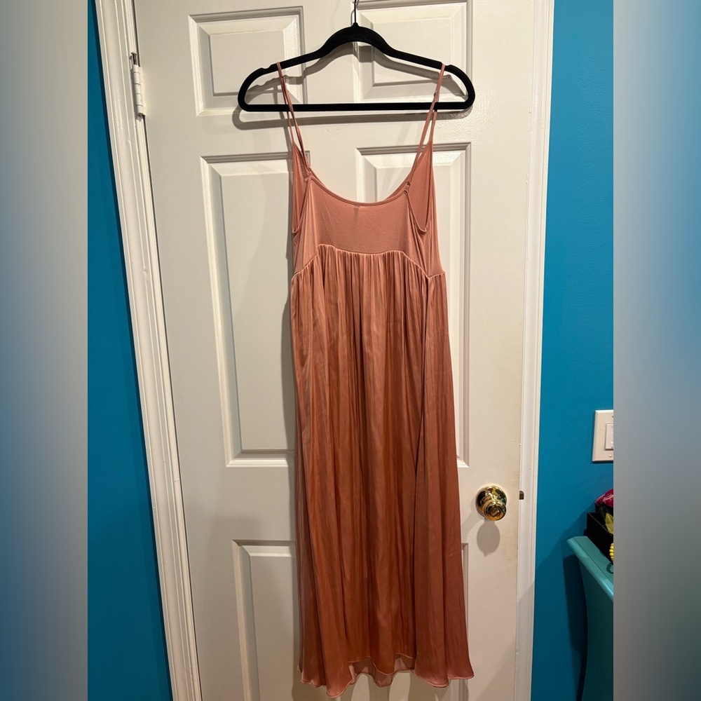 Anthropologie long slip balletcore dress sz M brownish pink - Picture 3 of 7